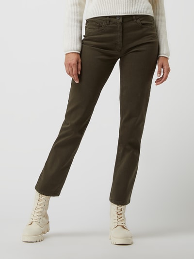 Zerres Straight fit jeans met stretch, model 'Greta'  Olijfgroen - 4