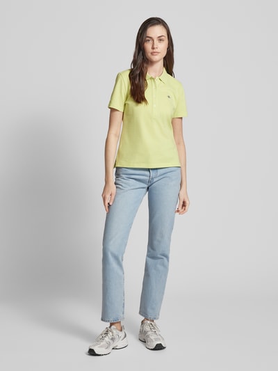 Gant Slim Fit Poloshirt mit Label-Stitching Neon Gruen 1