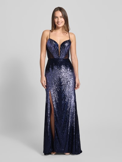 Mascara Slim fit avondjurk met all-over pailletten Marineblauw - 4