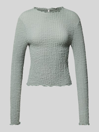 Only Slim Fit Langarmshirt in Seersucker-Optik Modell 'LENA' Schilf 2