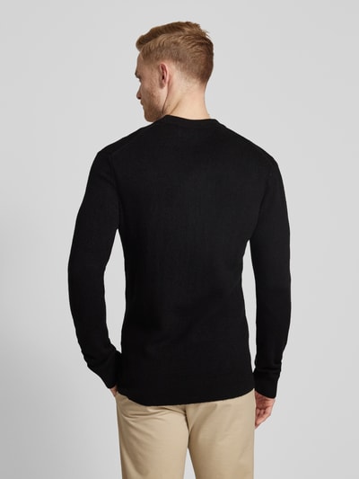 Tom Tailor Denim Regular Fit Strickpullover mit Wolle und Label-Stitching am Ärmel Black 5