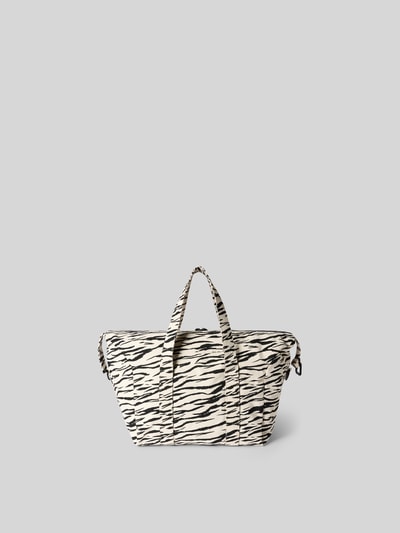 Produktfoto, Weekender mit Allover-Animal-Print von Lala Berlin in Creme mit schwarzen Streifen, Reißverschluss, Logo-Patch, 57x37x26 cm, Damen