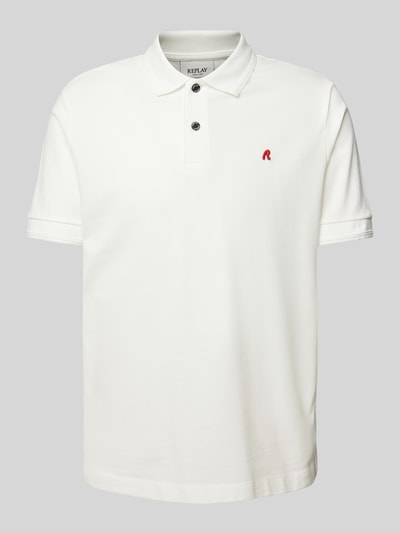 Replay Regular Fit Poloshirt mit Logo-Stitching Offwhite 2