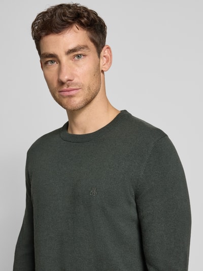 Marc O'Polo Regular fit pullover van katoenmix met scheerwol Grafiet - 3