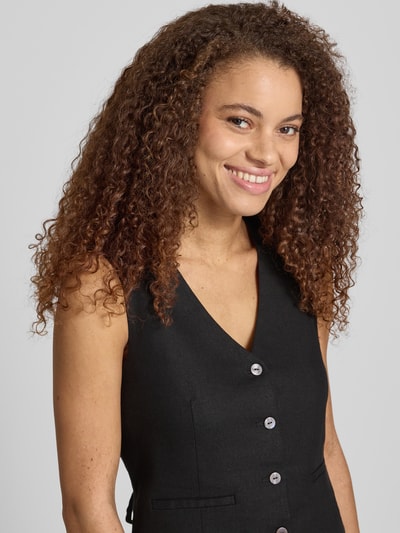 ONLY Regular Fit Leinenweste mit Bindeband Modell 'GOA' Black 3
