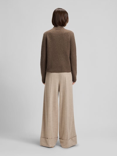 BOSS Sweter z dzianiny o kroju regular fit z mieszanki wełny i kaszmiru model ‘FUBRINA’ Ziemisty brązowy 5