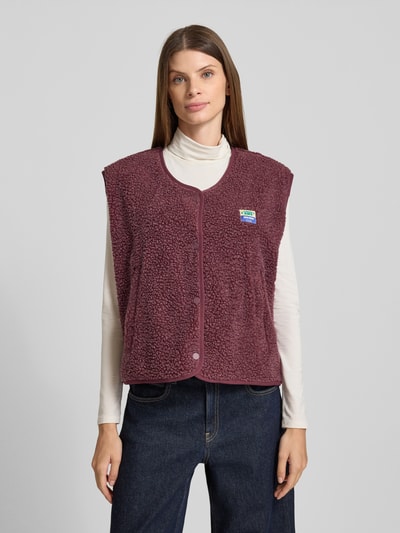 American Vintage Relaxed Fit Weste mit Logo-Patch Modell 'Hoktown' Bordeaux Melange 4
