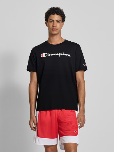 CHAMPION T-shirt z nadrukiem z logo Czarny 4