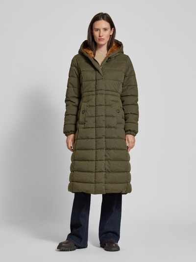 Barbour Gewatteerde lange jas met opstaande kraag, model 'CLEARENCE' Olijfgroen - 4