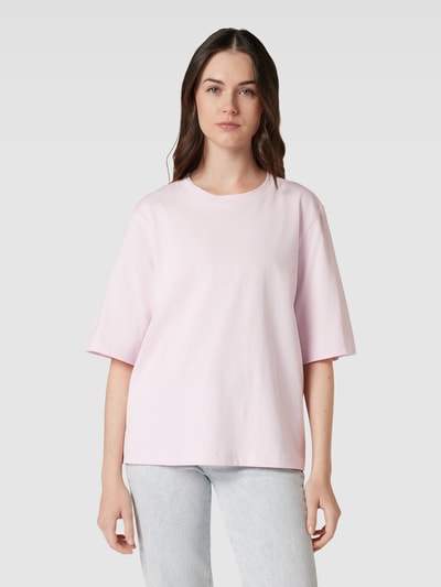 Jake*s Casual T-Shirt mit geripptem Rundhalsausschnitt Lavendel 4