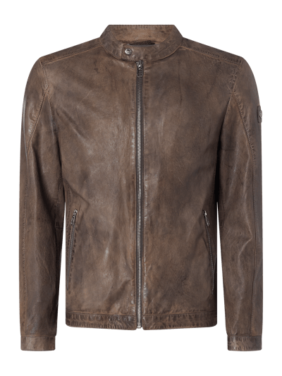 Milestone Lederjacke mit Stehkragen Modell 'Laslo' Silber 1