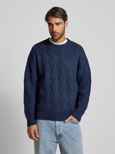 JAKE*S STUDIO MEN Gebreide pullover met ribboorden Marineblauw - 4