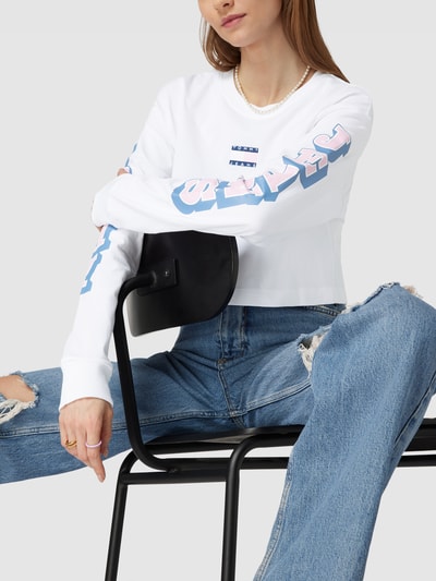 Tommy Jeans Cropped Sweatshirt mit Logo-Patch Weiss 3