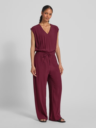 OPUS Jumpsuit van viscose met V-hals, model 'Mylea' Bordeaux - 1