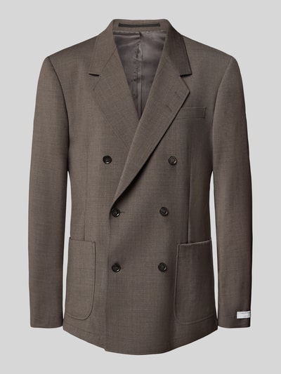 Tiger Of Sweden Wollsakko mit doppelreihiger Knopfleiste Modell 'Jeen' Mittelbraun 2