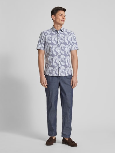 Jake*s Koszula biznesowa o kroju casual fit ze wzorem na całej powierzchni Granatowy 1