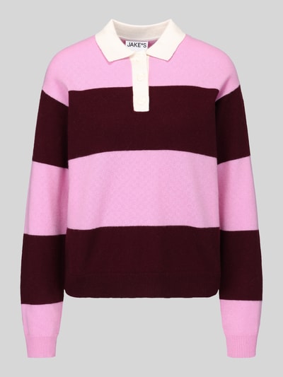 Jake*s Casual Pullover mit Polokragen Pink 2