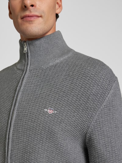 Gant Cardigan mit Strukturmuster Dunkelgrau Melange 3