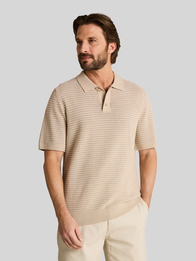 Tom Tailor Regular Fit Poloshirt aus einer Baumwolle in Strickoptik Beige 4