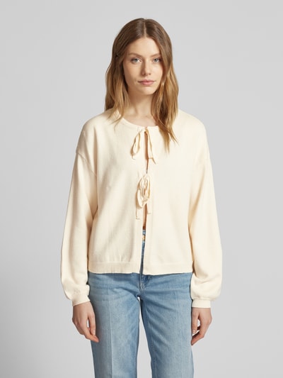 Vero Moda Regular Fit Strickjacke aus Viskose-Mix Modell 'HOLLYKARIS' Offwhite 4