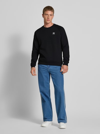 adidas Originals Sweatshirt met labelstitching en ronde hals Zwart - 1