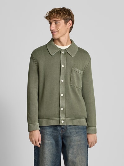 Marc O'Polo Denim Relaxed fit gebreid jack van puur katoen  Olijfgroen - 4