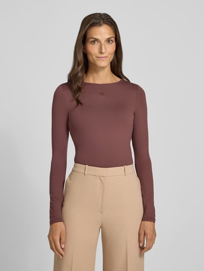 HUGO Slim Fit Langarmshirt aus Stretch Jersey Modell 'DASIIA' Schoko 4