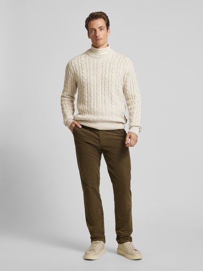 Casual Friday Strickpullover mit gerippten Abschlüssen Modell 'Karl' Sand 1