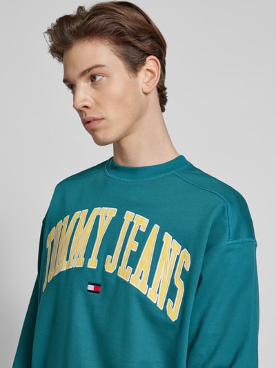 Tommy Jeans Boxy fit sweatshirt met labelstitching Petrol - 3