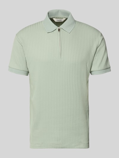 Produktfoto, Regular Fit Poloshirt mit Bio-Baumwoll-Anteil Modell 'FAVE' von SELECTED HOMME, krój regular fit, jednolity, polokołnierzyk, krótki zamek, krótkie rękawy, ściągacze, prążkowana faktura