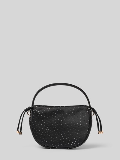 Produktfoto, schwarze Handtasche mit Ziersteinbesatz Modell 'ELSIE' von Guess, Magnetverschluss, Label-Applikation, strukturierte Oberfläche
