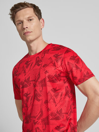 Christian Berg Men T-shirt met all-over motief Rood - 3