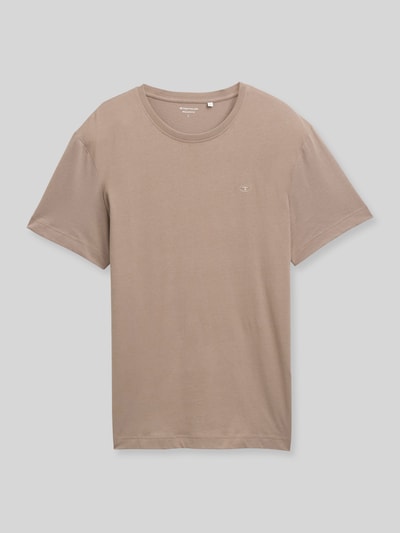 Tom Tailor Regular Fit T-Shirt aus reiner Baumwolle mit Logo-Stitching Taupe 2