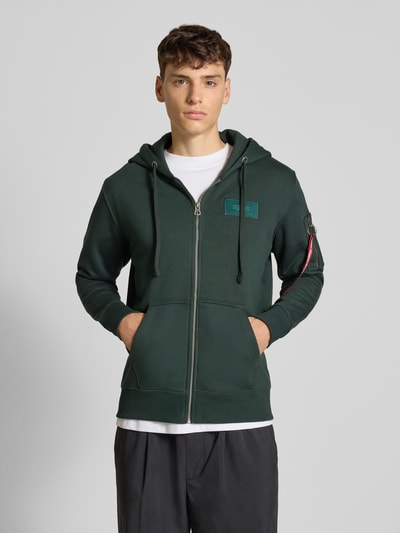 Alpha Industries Sweatjacke mit Logo-Patch und Känguru-Tasche Petrol 5