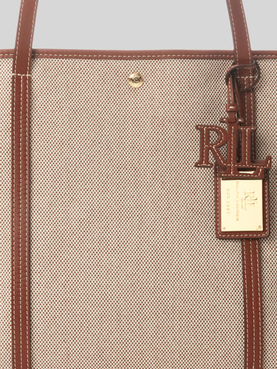 Lauren Ralph Lauren Torba shopper z obszyciem ze skóry i zawieszką z logo Piaskowy 6
