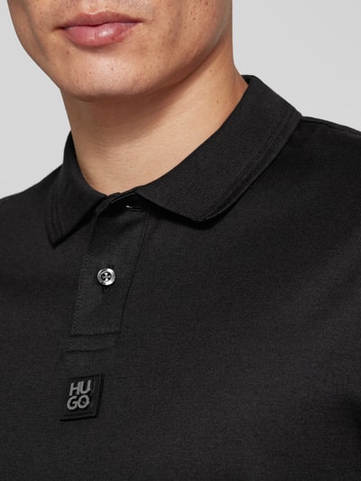 HUGO Regular fit poloshirt met labelbadge, model 'Deabono' Zwart - 3