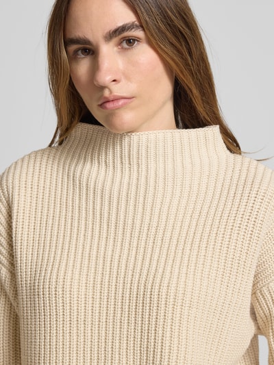 Selected Femme Regular Fit Strickpullover aus Baumwoll-Mix Modell 'SELMA' Beige 3