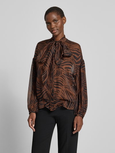Max Mara Studio Relaxed Fit Seidenbluse mit Schluppe Modell 'BALLATA' Mittelbraun 4