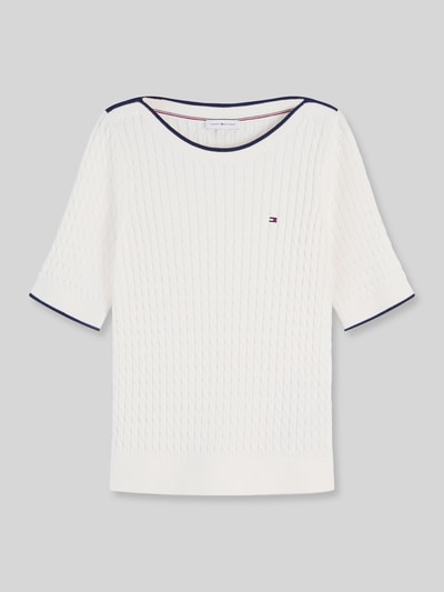 Tommy Hilfiger Regular Fit Pullover aus reiner Baumwolle mit kurzen Ärmeln Ecru 2