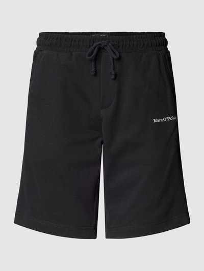 Marc O'Polo Sweatshorts met labeldetail, model 'terry' Zwart - 2