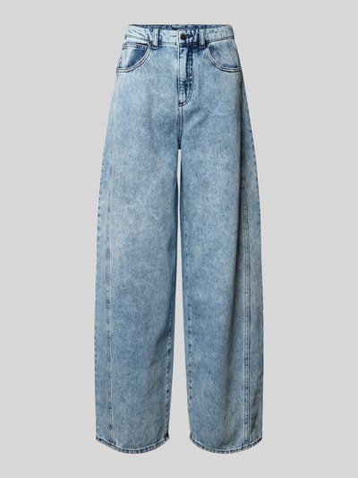 Produktfoto, Relaxed Fit Jeans mit Eingrifftaschen von Emporio Armani aus Reine Baumwolle in hellem Blauton mit sichtbarer Struktur und breitem Bein.