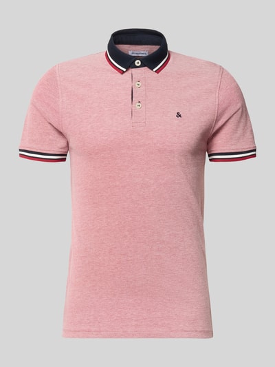 Produktfoto, Slim Fit Poloshirt mit Viskose-Anteil Modell 'Paulos' von JACK & JONES, mieszanka bawełny i wiskozy, krój slim fit, kołnierzyk polo, z krótkim rękawem, wyhaftowane logo, długość tyłu w rozmiarze M: 72 cm