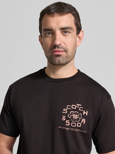 Scotch & Soda t-shirt z nadrukiem z logo i okrągłym dekoltem Czarny 3
