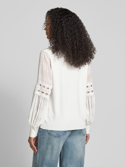 Apricot Strickpullover aus Viskose mit semitransparenten Ärmeln Offwhite 5