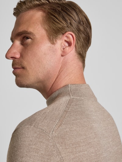 Christian Berg Men Gebreide pullover van een mix van merinowol met opstaande kraag Roodbruin gemêleerd - 3