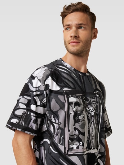 Carlo Colucci T-Shirt mit Allover-Muster Black 3