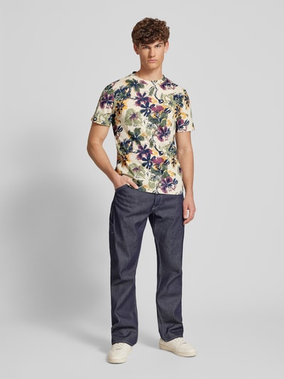 Blend T-shirt met geribde ronde hals, model 'JEMO' Zand - 1