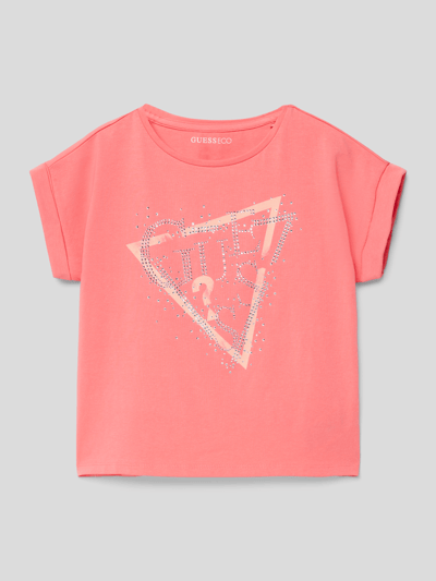 Guess T-shirt met labeldetail Roze - 1