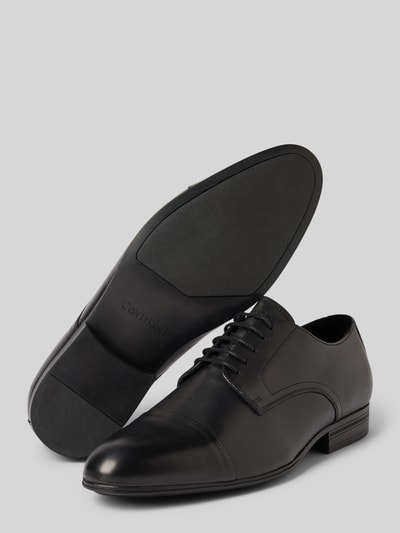 CK Calvin Klein Leren derbyschoenen met siernaad, model 'CAP TOE' Zwart - 3