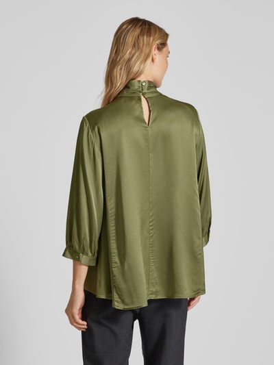 Milano Italy Regular Fit Bluse mit Stehkragen Khaki 5